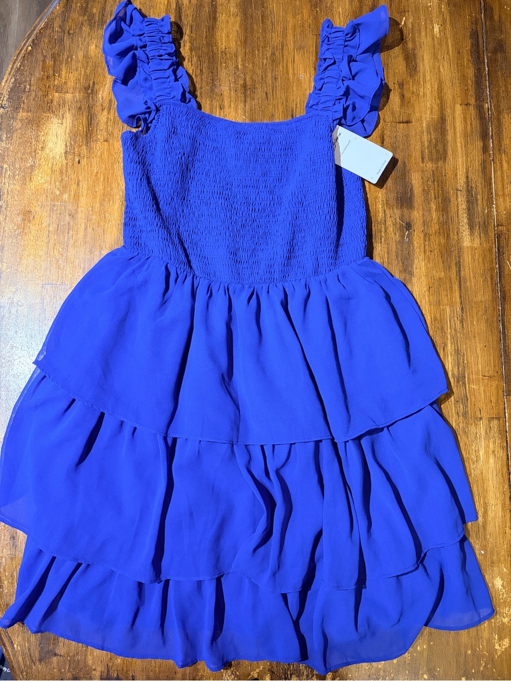 NWT Smocked Ruffle-Strap Tiered Dress in Royal Blue